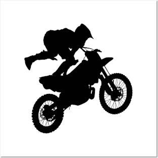 Motocross biker silhouette Posters and Art